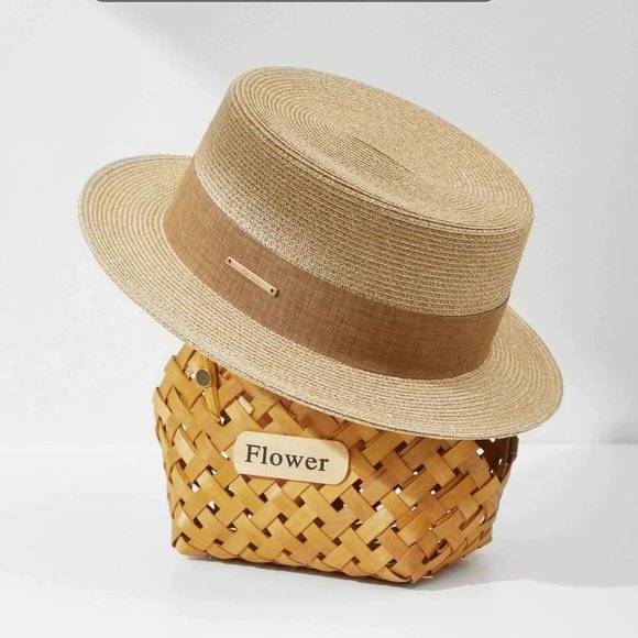NWT Hi Crown Internet Celebrity Straw Hat For Women, Spring And Summer F…